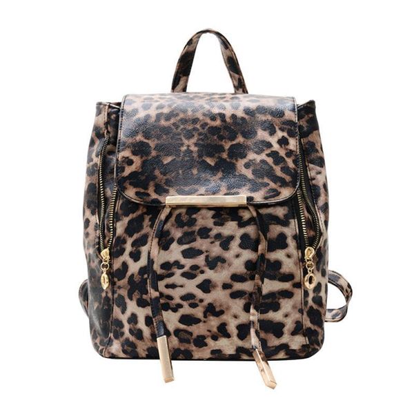 

travel casual pu leather female rucksack fashion belt backpacks durable bags leopard printed retro shoulders schoolbag adjusted whdgw, Red;black