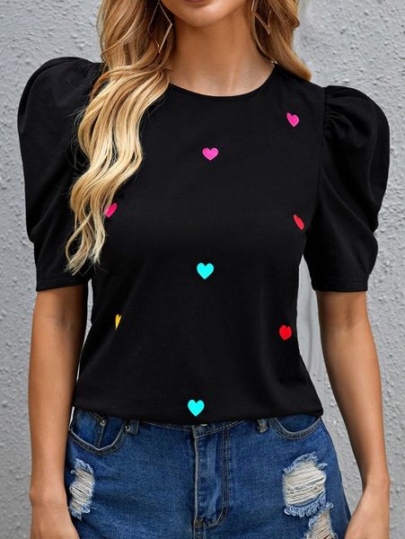 

puff sleeve heart 30rm#, White