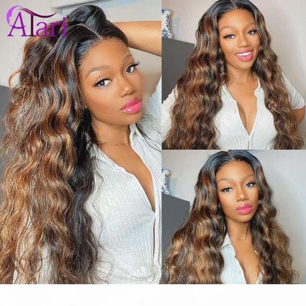 

hd lace frontal highlight wig loose deep wave wig brazilian virgin lace front human hair wigs for black women pre plucked wigs, Black;brown