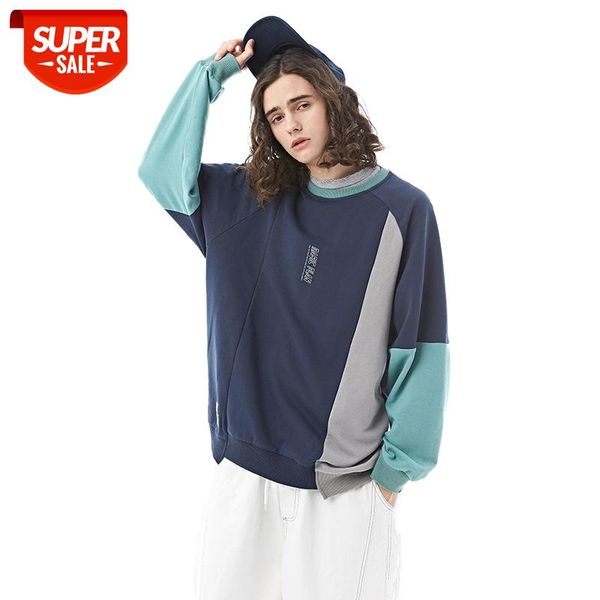 

western tide color patchwork fashionable men's o-neck sweatshirts casual letter printing outerwear sportwear #du9n, Black