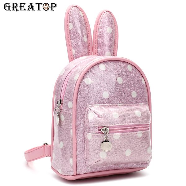 Mochila dos desenhos animados Unisex Greenep 3D Bonito Rabbit School Schools PU Couro infantil infantil para meninas ao ar livre