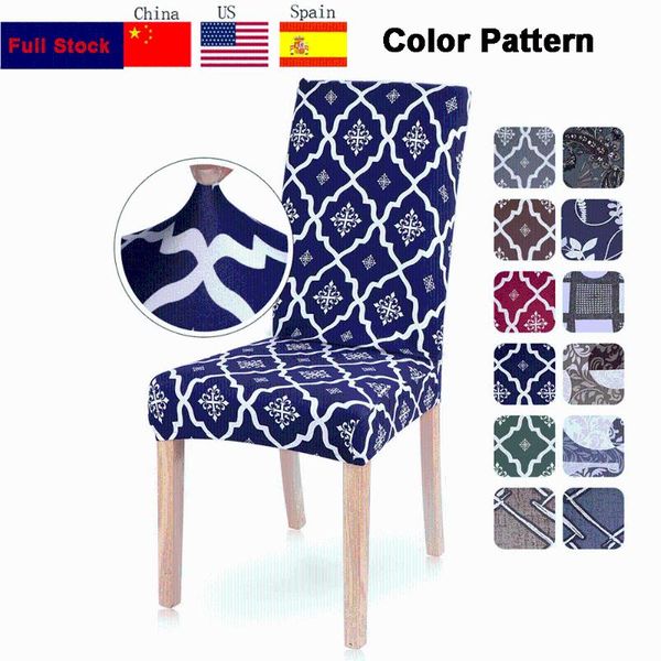 

chair covers 1pcs geometric pattern stretch cover spandex kitchen removable washable seat big elastic slipcover for banquet
