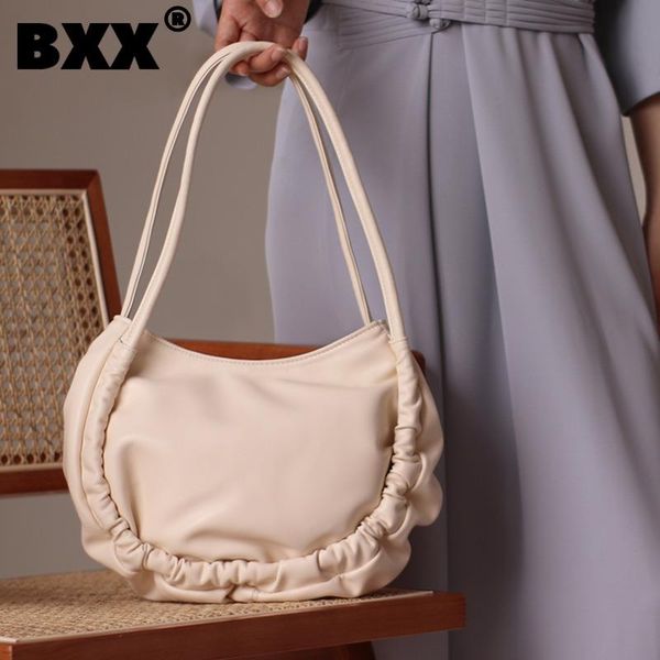 

evening bags [bxx] simple solid color pu leather pleated for women 2021 summer shoulder bag handbags trending luxury hu343