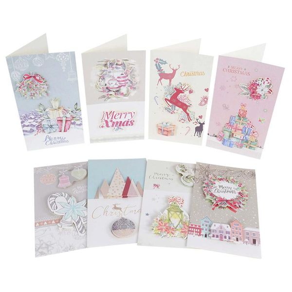 

greeting cards 8pcs merry christmas designs xmas tree elk deer folding card gift message diy decoration holiday and envelope