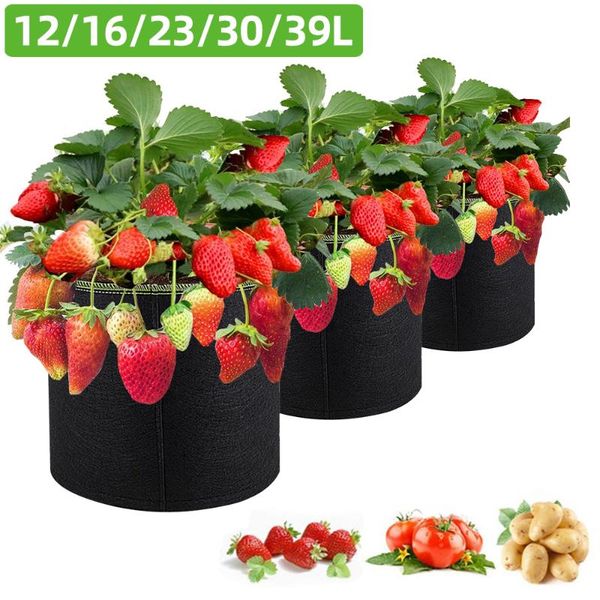 

planters & pots 5 pack 10/7/5/4/3 gallon plant strawberry potato grow bags with handle fabric breathable flower for vegetable fruit garden