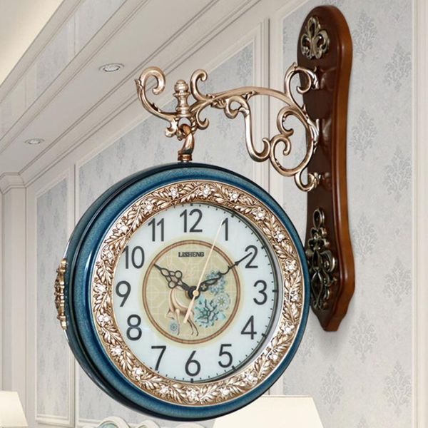 

wall clocks european double sided clock blue silent creative trend guess women decorative home decor living room watches 50q330