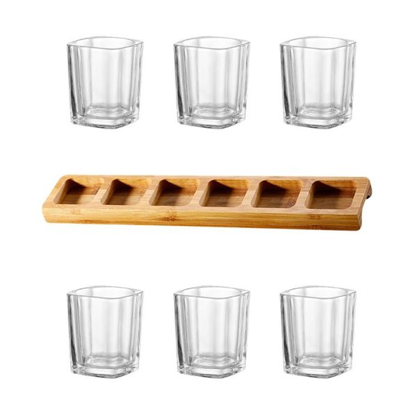 

water bottles 1 set glass cups party champagne white cup and wood rack