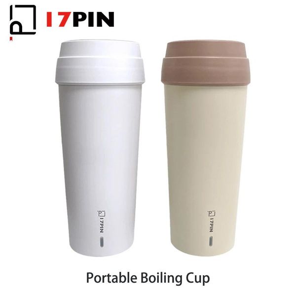 

smart home control 17 pin portable boiling cup 400ml electric water mug multifunction 400w 304 stainless steel liner hide wires kettle for