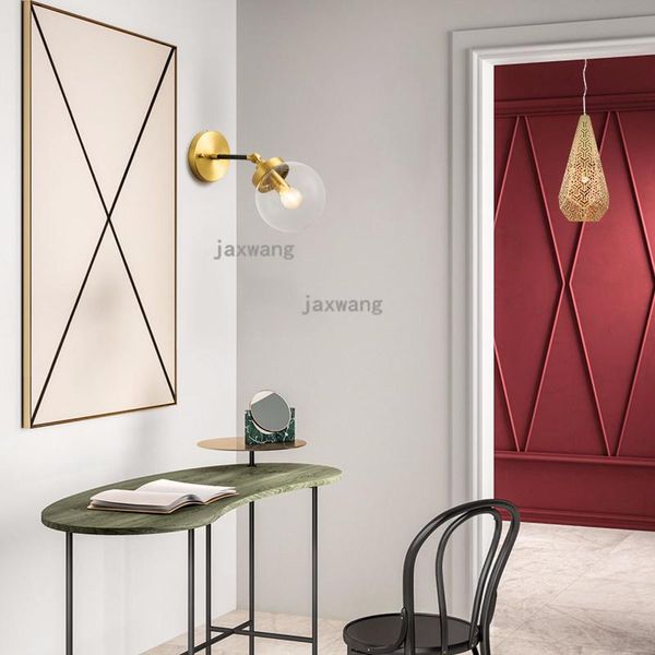 

wall lamp american copper glass adjustable creative living room study bedroom bedside light home decor art loft sconce