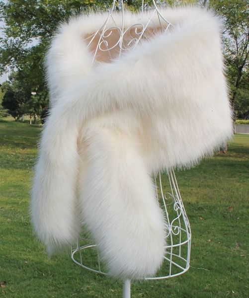 

new 2021 size bridal wraps faux fur winter coats in stock jacket shrug shawl wedding accessories cog9, Black