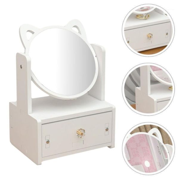 

mirrors 1pc creative home cosmetics mirror women makeup with storage shelf white1