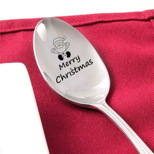 

keychains oeinin simple keychain man merry christmas key holder bags santa claus letter color spoon chain pendant accessories, Silver