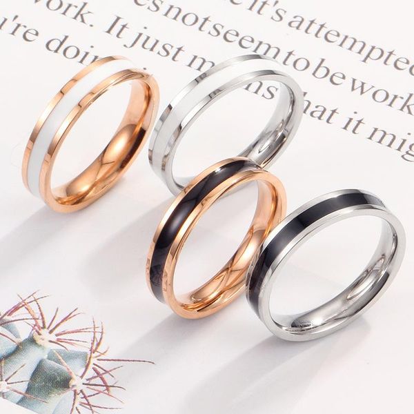 

wedding rings vintage 4mm epoxy titanium ring women luxury engagement female fashion jewelry anniversary gifts for couple, Slivery;golden