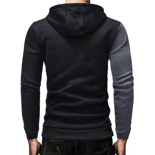 

men's t-shirts 2021 spring and autumn casual color matching hooded pullover sweater slim, White;black