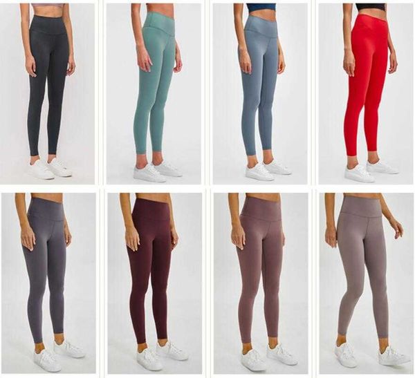 L 32 Completi da yoga Leggings Abbigliamento da palestra Donna Legging Vita alta Corsa Fitness Sport Esercizio Pantaloni a figura intera Pantaloni Collant da allenamento