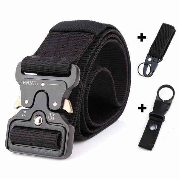 

belts army belt tactical metal buckles strong quick release adjustable length training combat military nylon men, Black;brown