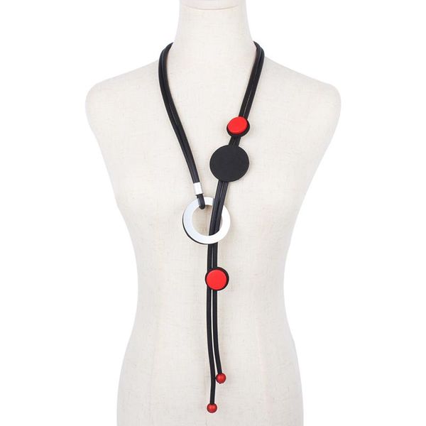 

pendant necklaces yd&ydbz summer adjustable fashion red wood gothic rubber necklace handmade folk costume simple sweater chain jewelry gift, Silver