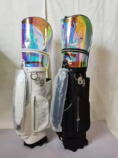 

golf bags women's fashion bag pg white/black pu with ransparent cap