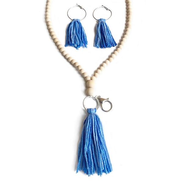 

pendant necklaces fabric tassel keychains wood beads chain, Silver