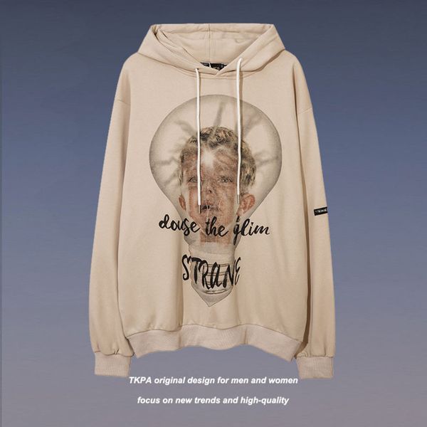 

Tkpa Street letter loose tide sign oversize hip hop portrait Hooded Sweater men's and women's trend, Black