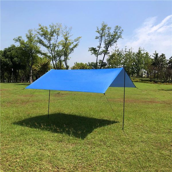 

tents and shelters 3*3m awning with supporting pole rope pegs waterproof tent trap sun shelter silver coating garden beach sunshade camping
