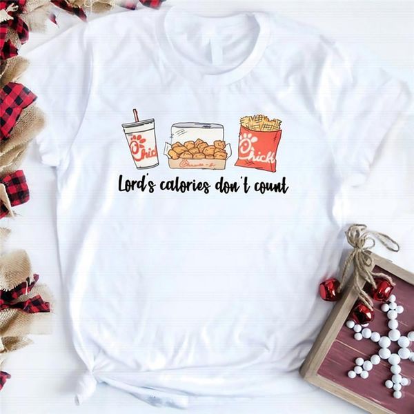 

cute fashion new women t shirts fries and chickens printed summer short sleeve harajuku t-shirts korean style femme, White