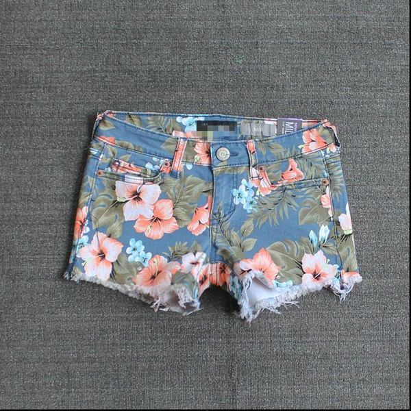 

flower print summer women fashion slim water wash tassel denim casual shorts female trendy bohemian style jean cotton bottom, White;black