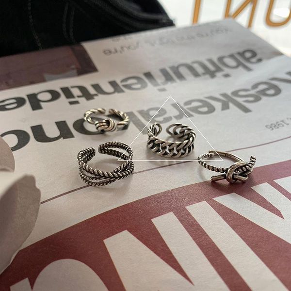 

cluster rings drop vintage 925 sterling silver color bear letter open punk design finger for women men girl party jewelry gifts, Golden;silver