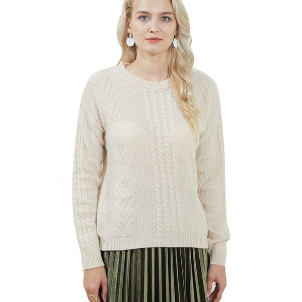 

2021 new women's 100% cashmere long sleeve knitting jumper autumn winter female thickening sweater o-neck women warm 1f1t, White;black