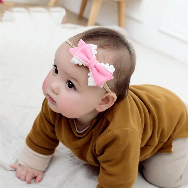 

hair accessories lovely bow headbands for girls cute bows nylon headband solid soft elastic head band christmas gift, Slivery;white