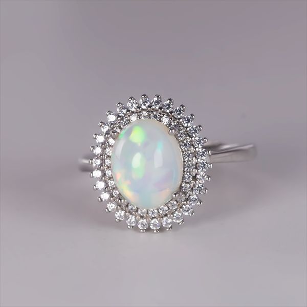 

natural opal ring 925 silver fine jewelry gift for womens ring size 8*10mm