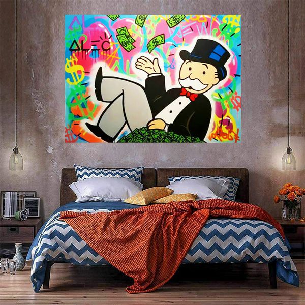 

alec monopoly rich man money oil painting on canvas home decor handpainted &hd print wall art picture customization is acceptable 21052835