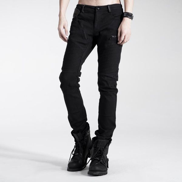 

men's pants punk biker denim fashion trousers gothic daily black wild casual long rave