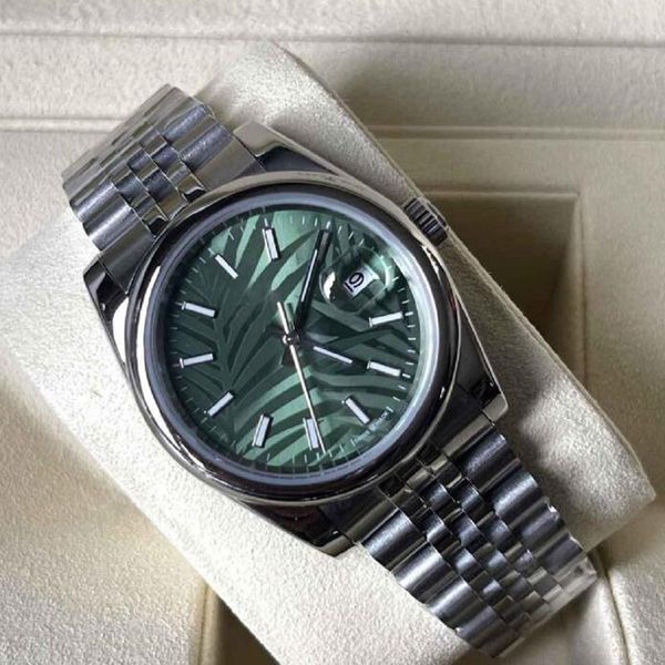 

wristwatches smooth bezel datejust green dial steel mens 36mm sapphire glass watch automatic mechanical stainless oyster perpetual turquoise, Slivery;brown