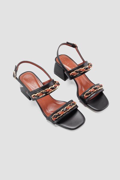 

sandals women's black knitted metal detail heels