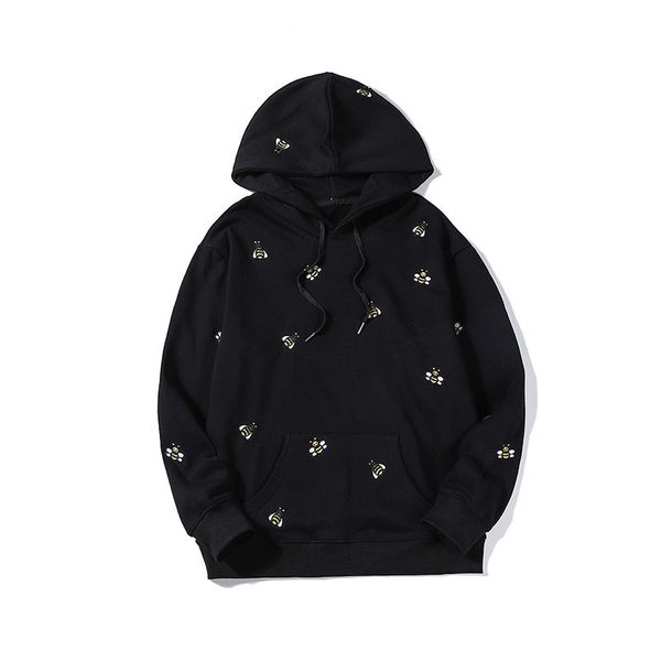 

men's hoodies & sweatshirts bee embroidery men's hoodies, cotton sweaters, veet, thick, wool, hip hop style, m38, Black
