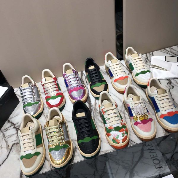 

brand women casual shoes classic men sneakers screener dirty mens sneaker womens fashion leather lace up white woman design shoe, Black