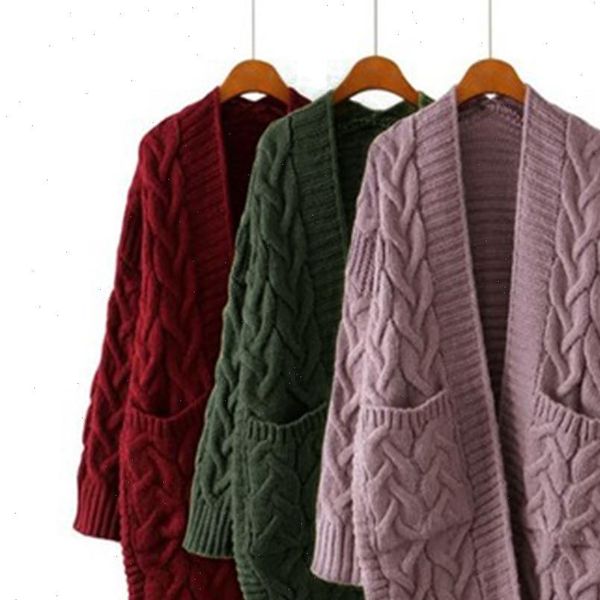 

sfit 2021 new autumn winter womens loose long sleeve korean knit sweater cardigan thick winter women cardigans sweater, White;black