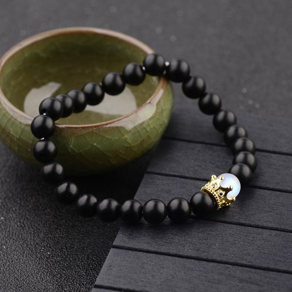 

link, chain 1pc black tourmaline matte stone stretch beaded bracelets gifts for women men energy healing yoga bracelet jewelry