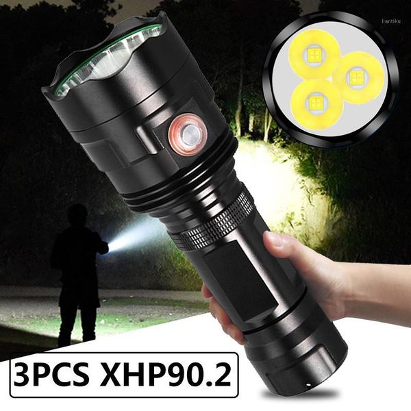 

flashlights torches ultra bright 3pcs xhp90 super powerful led xhp50 torch usb rechargeable linterna waterproof lamp lantern bulbs ce1