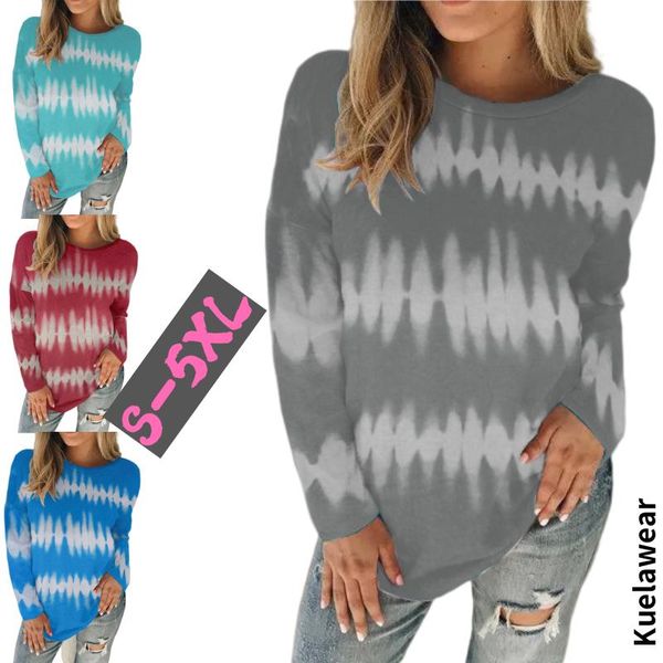 

women's t-shirt kuelawear long sleeves floral printed round-neck womens casual cotton fashion t-shirts loose pullover ladies, White