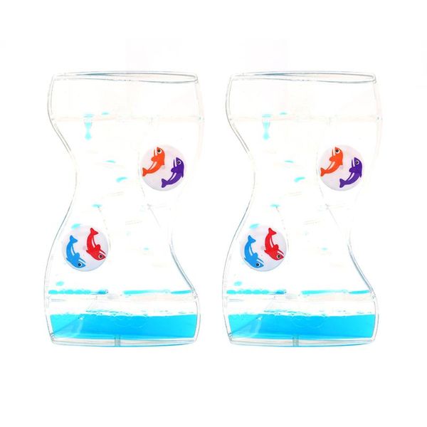 

other clocks & accessories 2pcs creative liquid timer sandglass waist shape oil hourglass acrylic desk decor birthday gift motion bubble toy