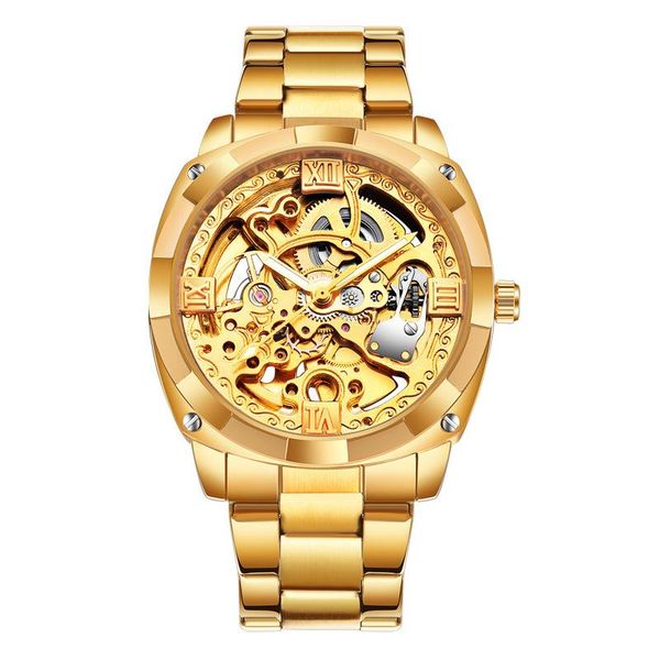 

wristwatches 2021 men watch luxury fully automatic mechanical luminous fashion men's clock golden bronzer business, Slivery;brown