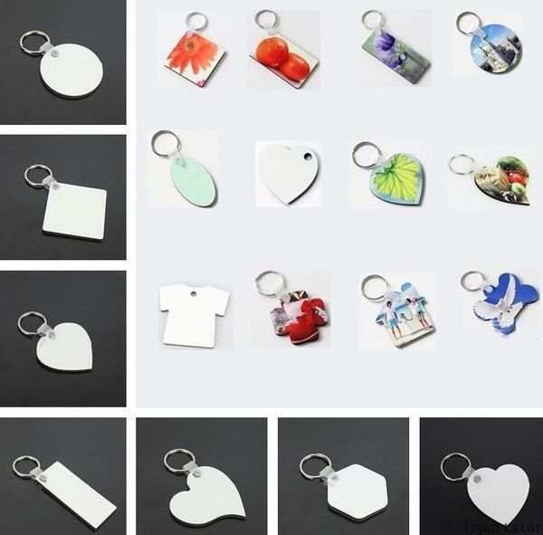 

new blank keychains for sublimation mdf heart round love key chain thermal transfer printing diy blank material party favor