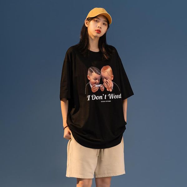 

women's t-shirt tidal current clothing 2021 summer baggy plus size tee funny short sleeve vintage streetwear y2k clothes, White