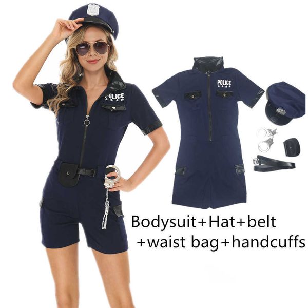 Cosplay sexy Frau Kostüm Schwarz Blau sexy Cop Offizier Outfit Polizist Kostümanzug Uniform für erwachsene Frauen Halloween Cosplay Police Kostüm S-XXXL 8167