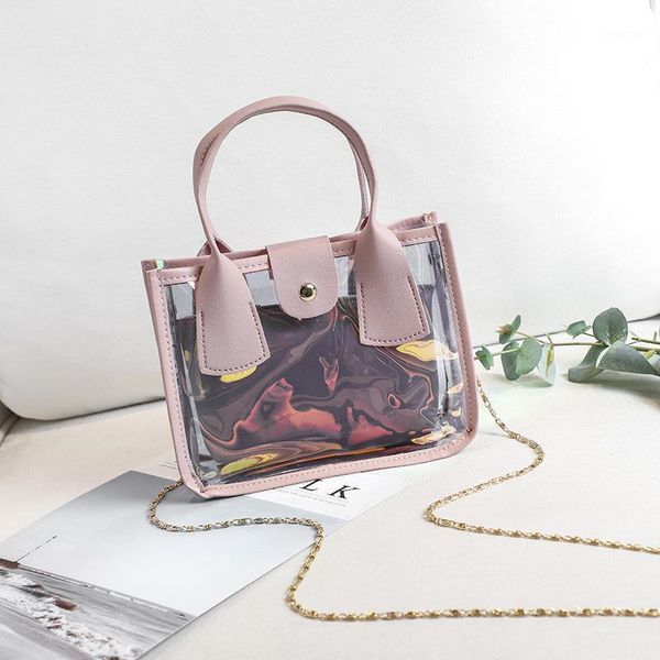 

evening bags qyahlybz band 2021 summer transparent korean fashion messenger bag ins jelly mini women's pvc handbag female pink crossbod