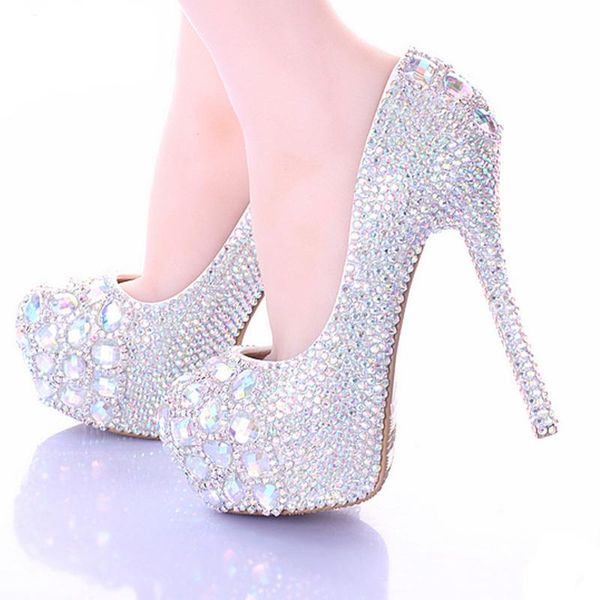 

dress shoes lovely stiletto heel bride formal luxury sparkly ab crystal wedding platform rhinestone party prom heels, Black