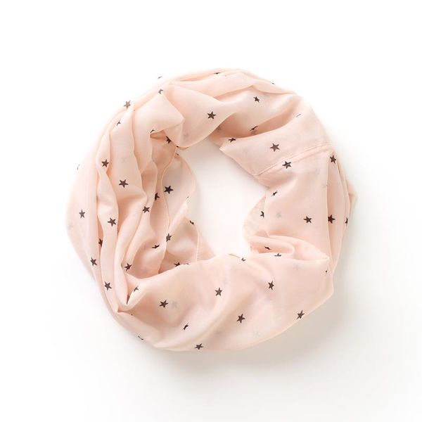 

scarves fashion five pointed star print thin infinity scarf women cotton linen snood lady circle neck warmer cowl collar hijab, Blue;gray
