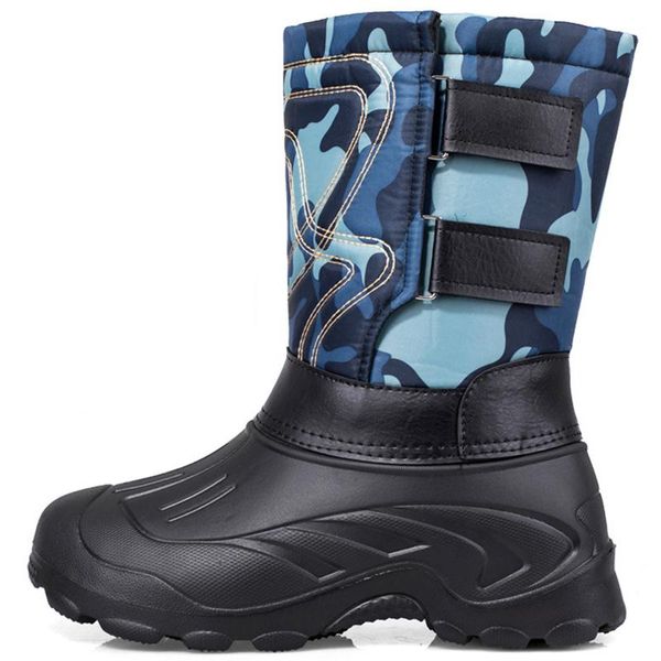 

boots men casual winter snow for shoes real wool waterproof slip-resistant military brand plus size 40-46, Black